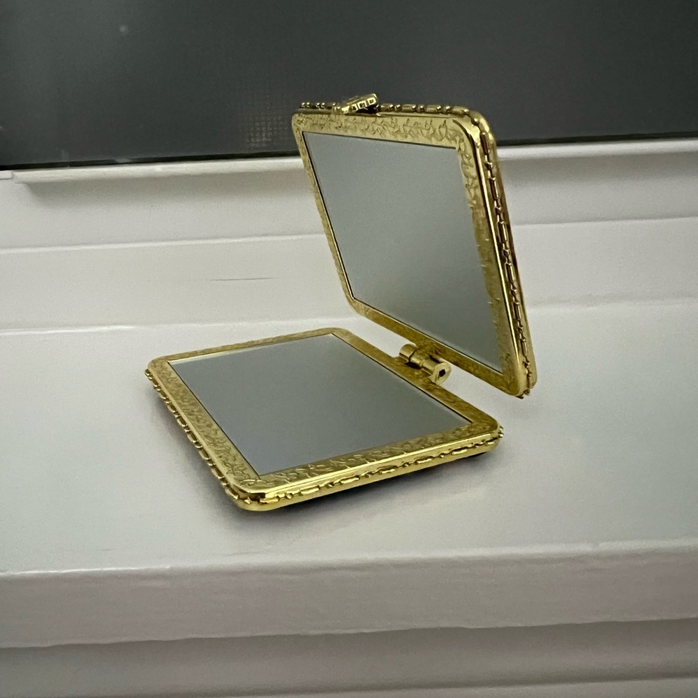 NEW Floral pocket compact mirror, OVAL, black - Picture 13 of 13